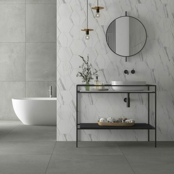 Emporio Calaccata marble hexagon wall tile floor bathroom shower toronto ontario canada