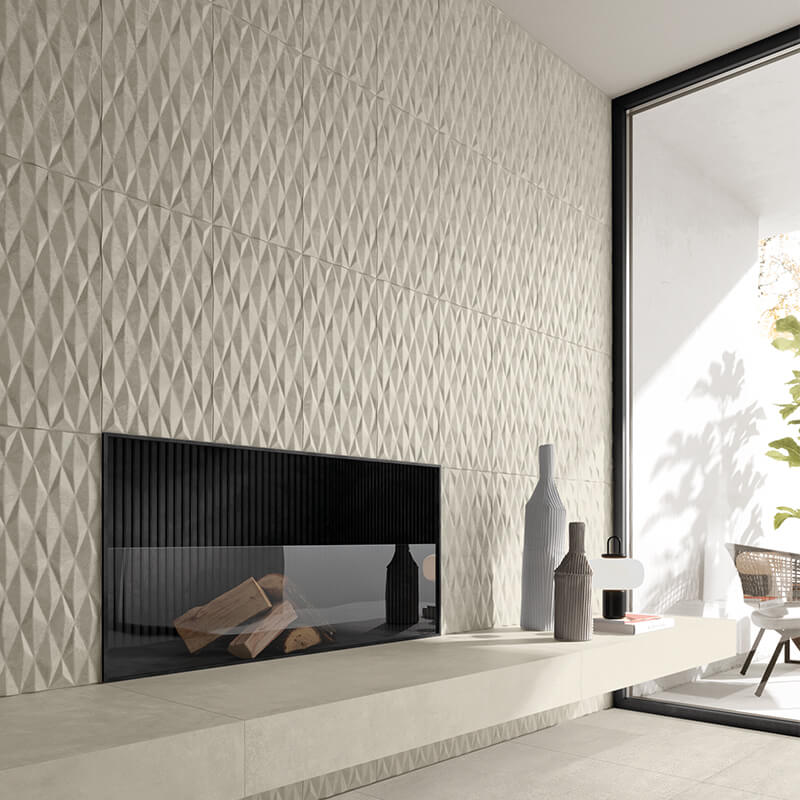 concrete cement beige kitchen backsplash accent wall tile floor design toronto ontario