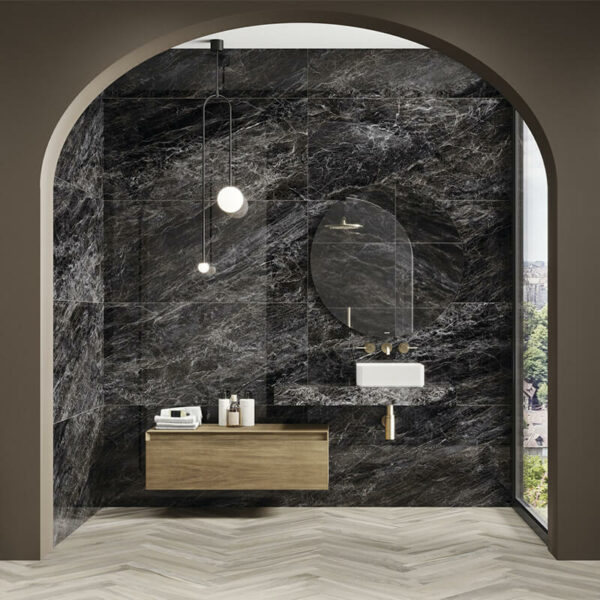Maruba black marble wall tile floor kitchen backsplash toronto ontario canada