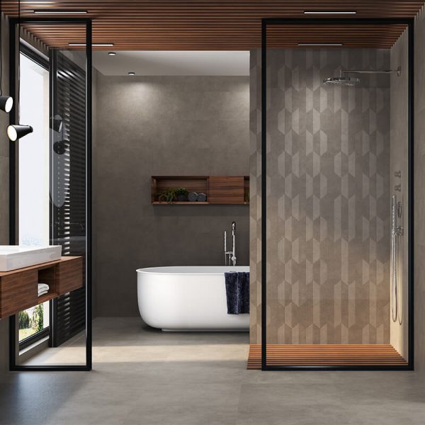 dark grey wall tile floor bathroom shower toronto