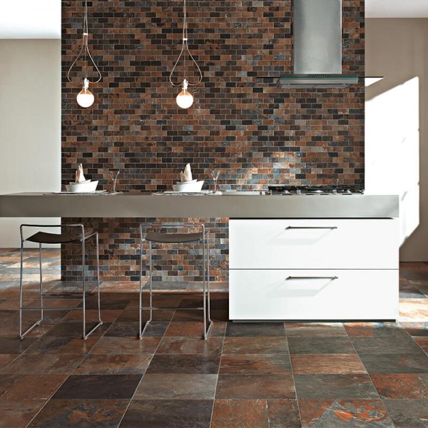 natural slate stone wall tile floor brown accent kitchen backsplash canada mosaic