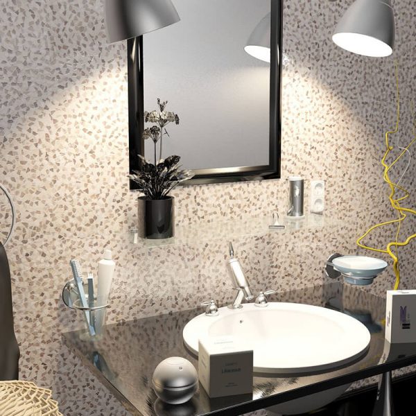 stone wall tile floor accent fireplace decor flat pebble bathroom shower toronto